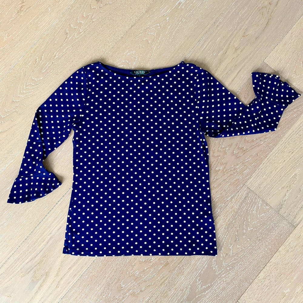 Lauren Ralph Lauren 3/4 Sleeved Polka Dot Shirt